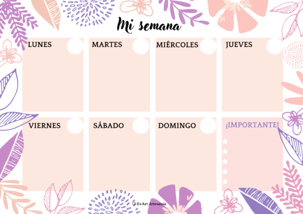Planificador Semanal Floral Horizontal - Imagen 3